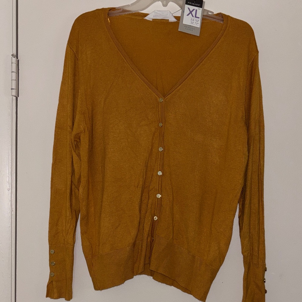 Primark Women's Mustard V-Neck Button Cardigan